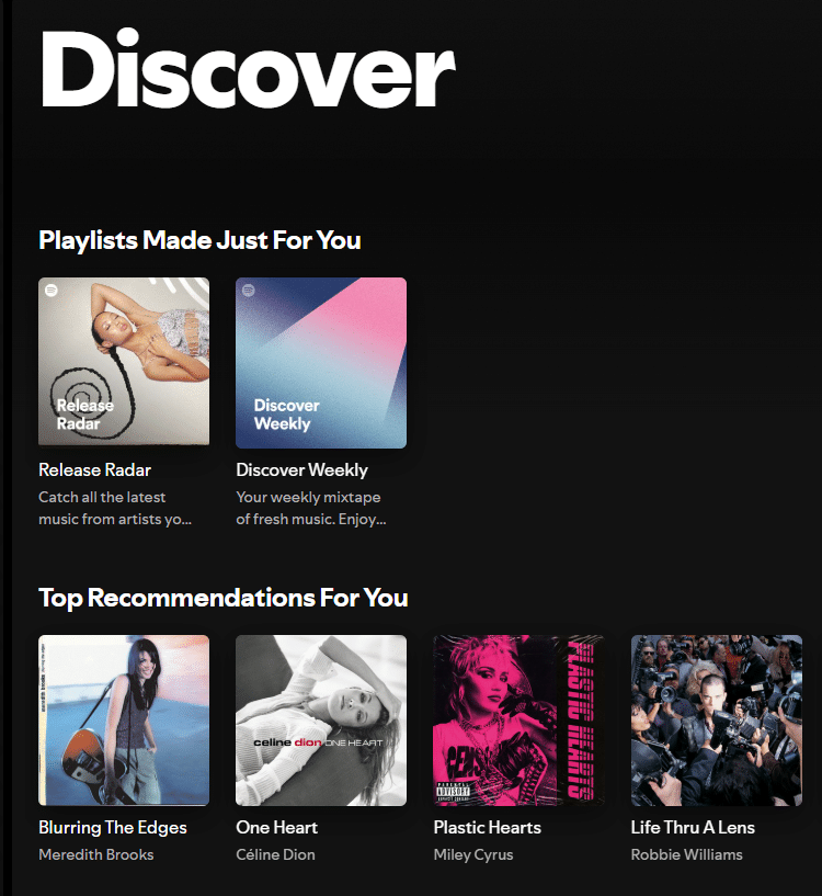 Spotify Discover Tab
